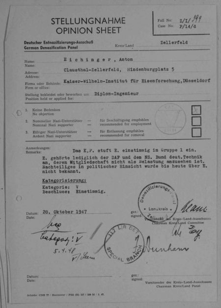 Entnazifizierungsverfahren Hans Rahn – HHDES