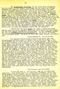 Auszug aus dem 1. Feldpostbrief der Daheimgebliebenen aus dem Eiseninstitut vom Oktober 1939, ...