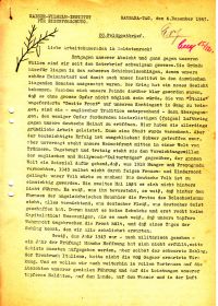Vor dem Hintergrund des Luftkriegs und der Bombenschäden am Institut schlug Direktor Körber im „20. Feldpostbrief“ vom Dezember 1943 einen besonders aggressiven fanatischen Ton an.
