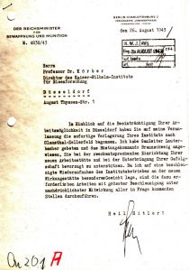 Aufgrund der Bombenschäden am Institut veranlasste Rüstungsminister Speer im August 1943 die Verlagerung an die Bergakademie Clausthal.